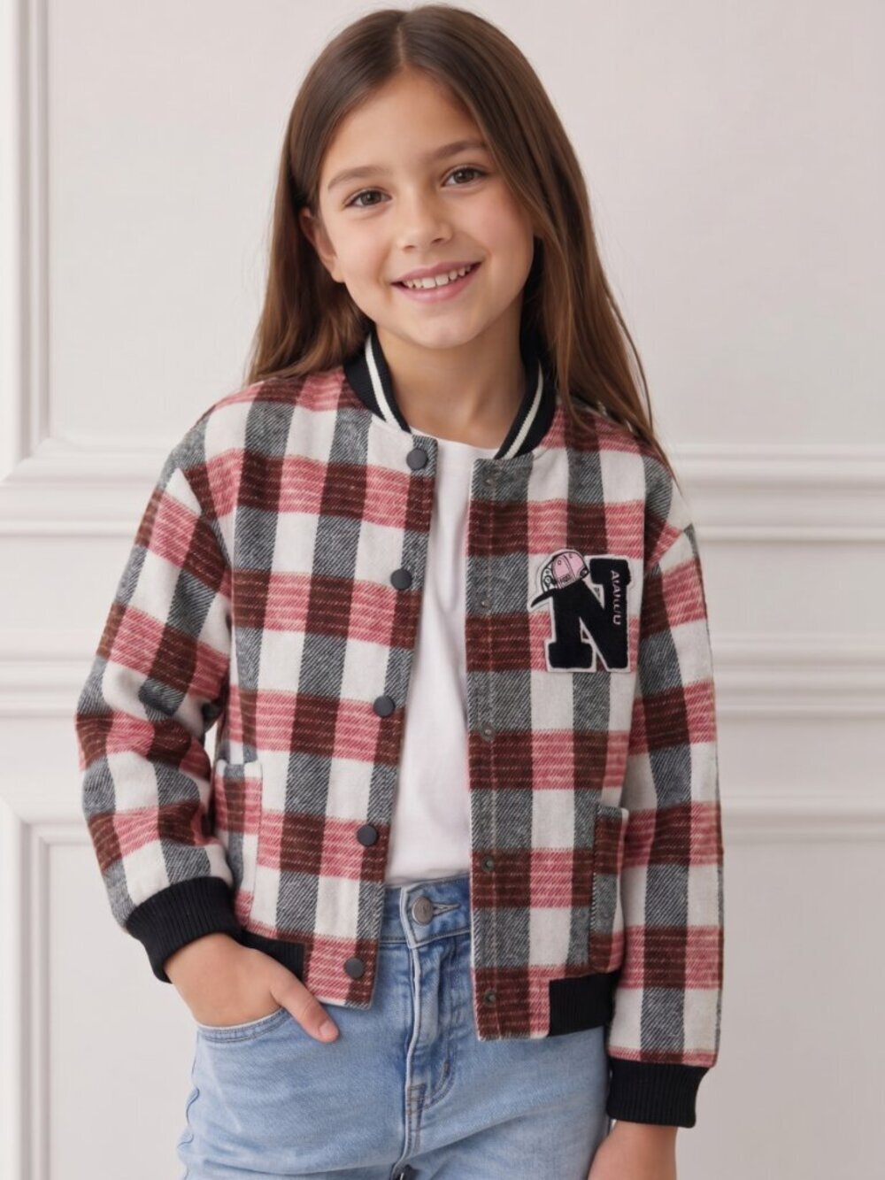 Girls Plaid Button Up Jacket (SMALL)